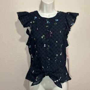 PARKER Eyelet Floral Flutter Sleeve Lindy Top, Size 4, NWT